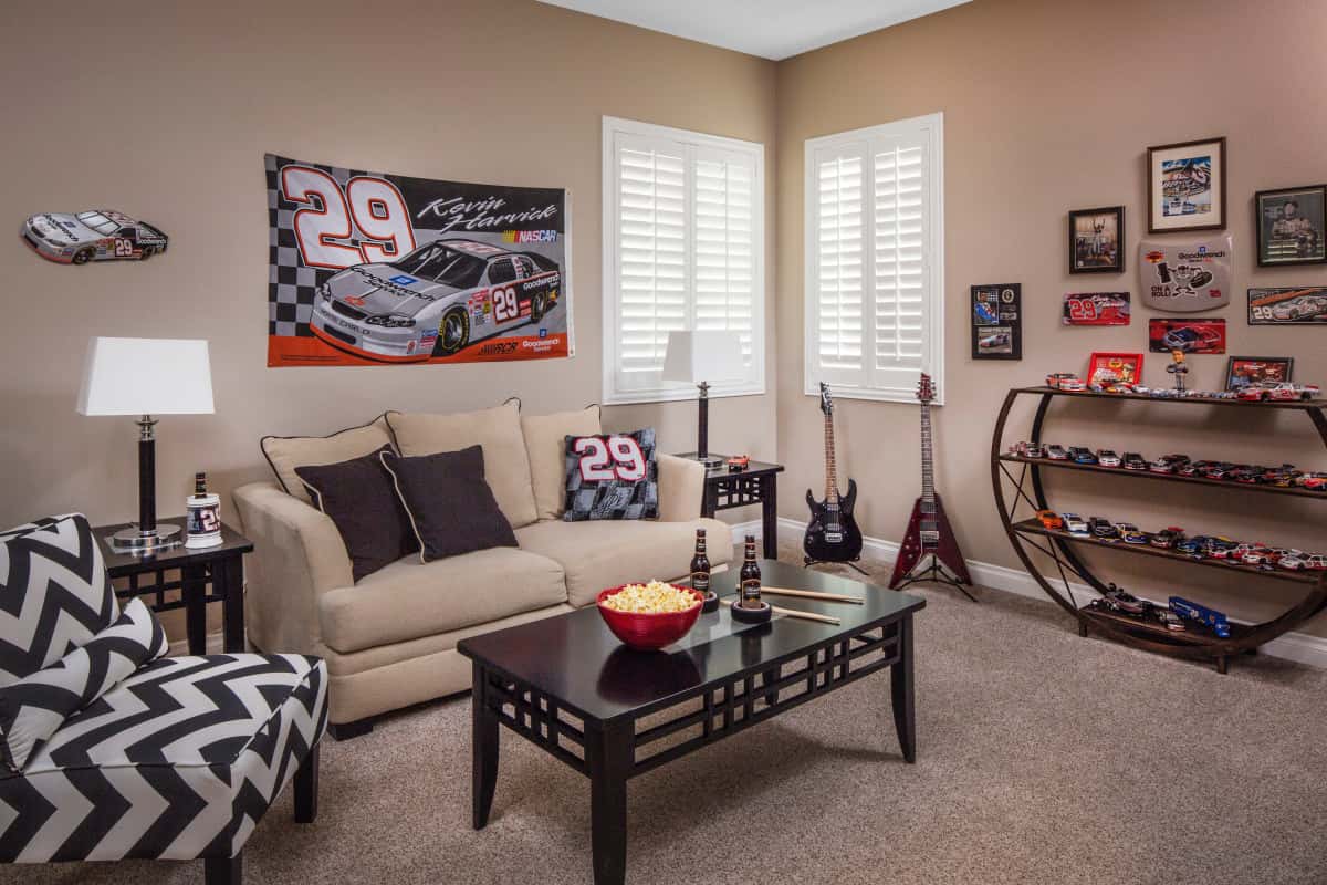 Honolulu man cave with shutters